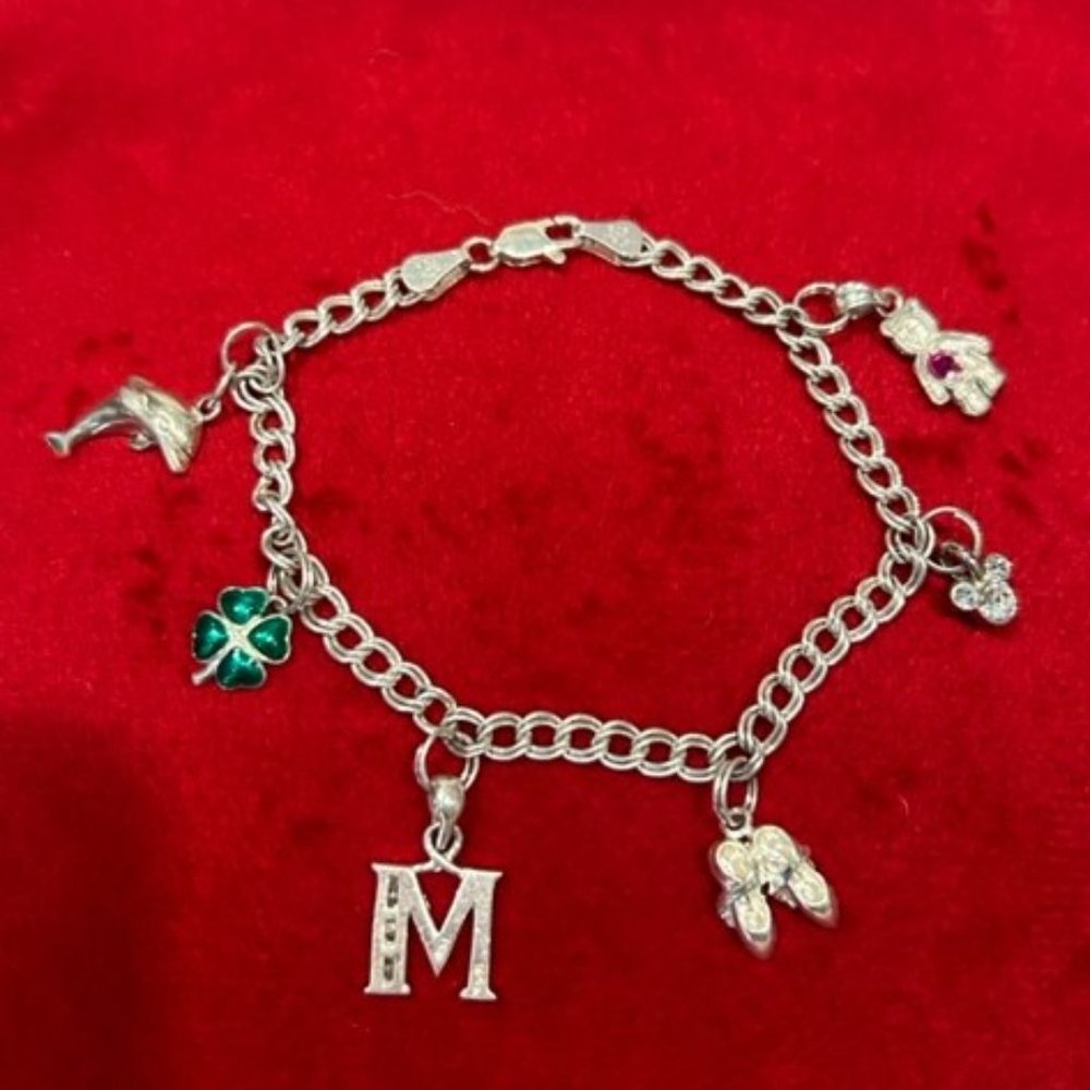 VTG Sterling Silver 6-Piece Charm BRACELET - Picture 3 of 9